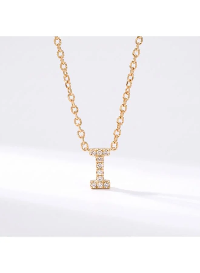 روفو Letter I  Initial Pendant Necklace 18k Gold Plated