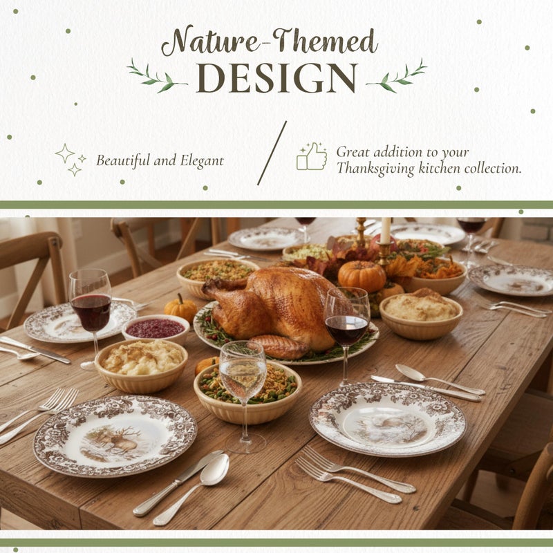 Spode Woodland Dinner Plate, Elk, 10.5â€ | American Wildlife Collection | Made in England | Ideal Hunting Cabin DÃ©cor | Microwave and Dishwasher Safe - Image 3