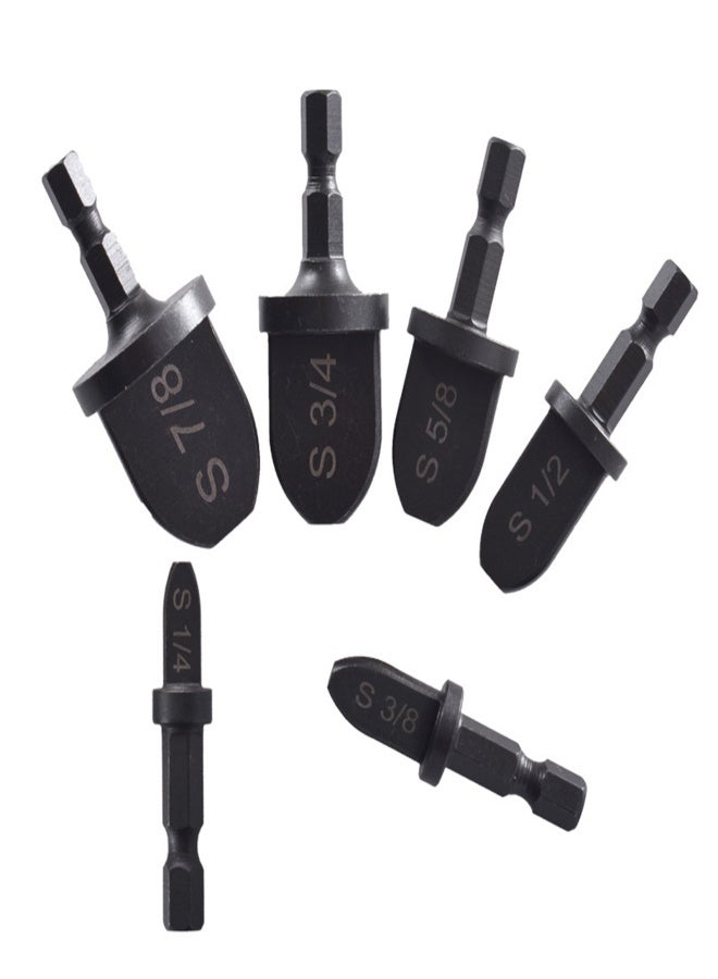 6PCS Tube Expander Drill Bits Carbon Steel Hex Shank Flaring Spin Set for Air Conditioner Copper Pipe - Image 1