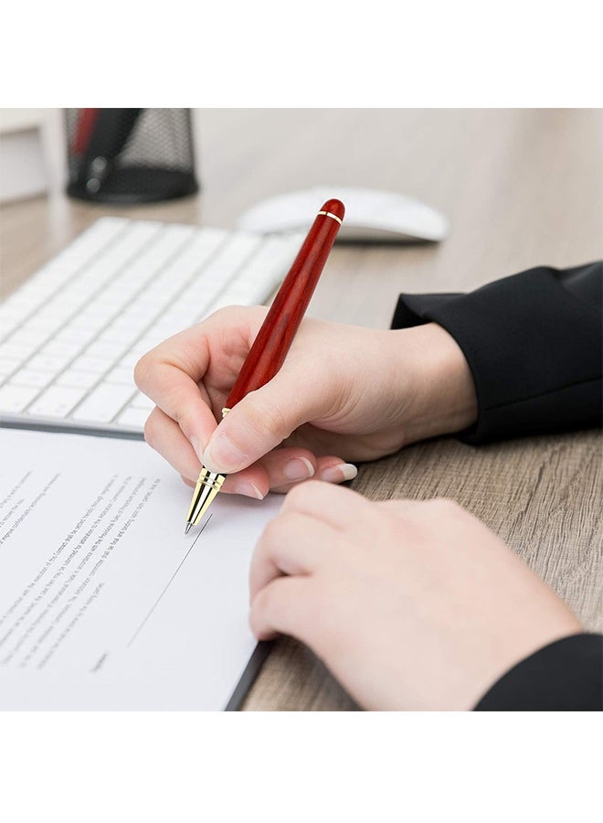 Luxury Rosewood Ballpoint Pen Writing Set - Elegant Fancy Nice Gift Pen Set for Signature Executive Business Office Supplies (Black) - Image 5