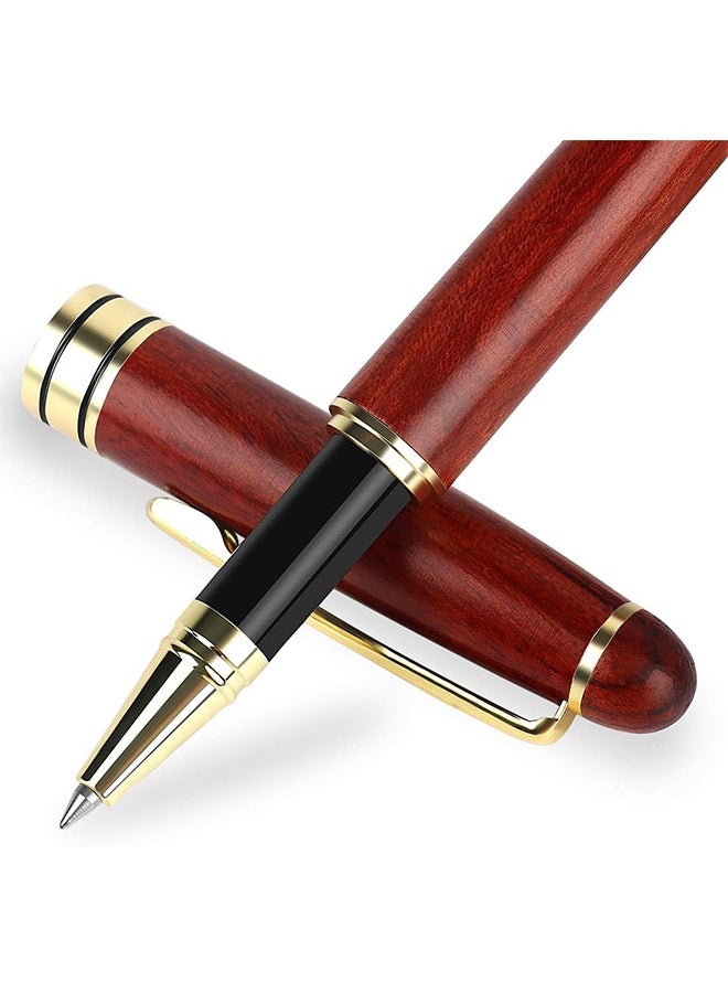 Luxury Rosewood Ballpoint Pen Writing Set - Elegant Fancy Nice Gift Pen Set for Signature Executive Business Office Supplies (Black) - Image 1