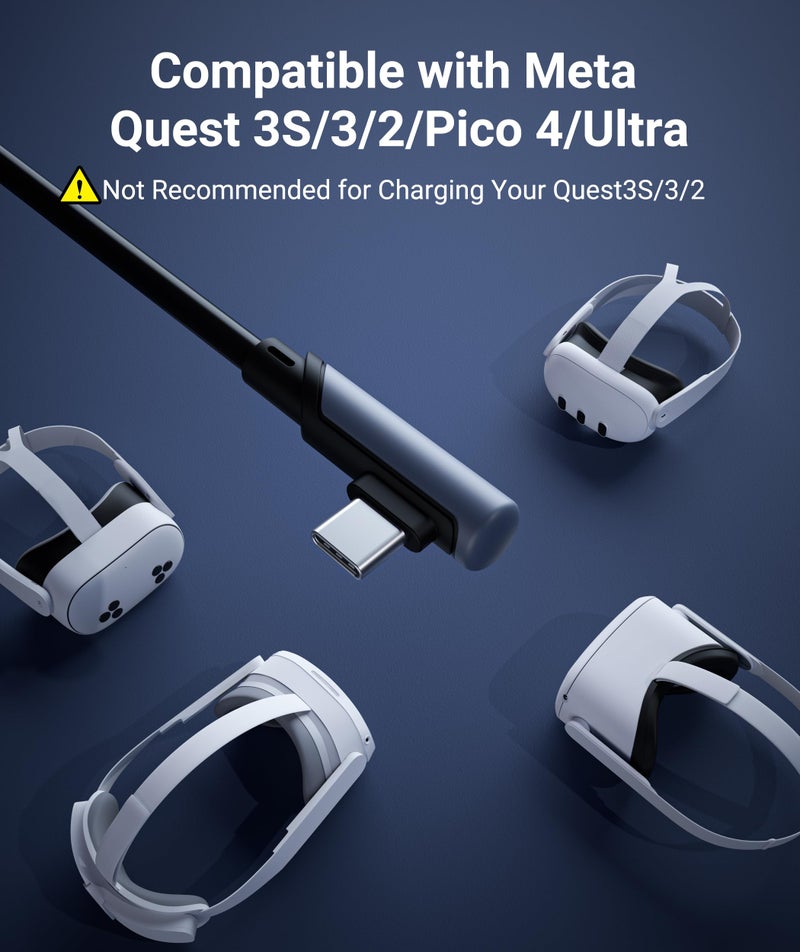 Syntech Link Cable 20 FT Compatible with Oculus/Meta Quest 3/Meta Quest 3S, Quest2/Pro/Pico 4/Ultra Accessories and PC/SteamVR, High Speed PC Data Transfer, USB 3.0 to USB Cable for VR Headset, Black - Image 2