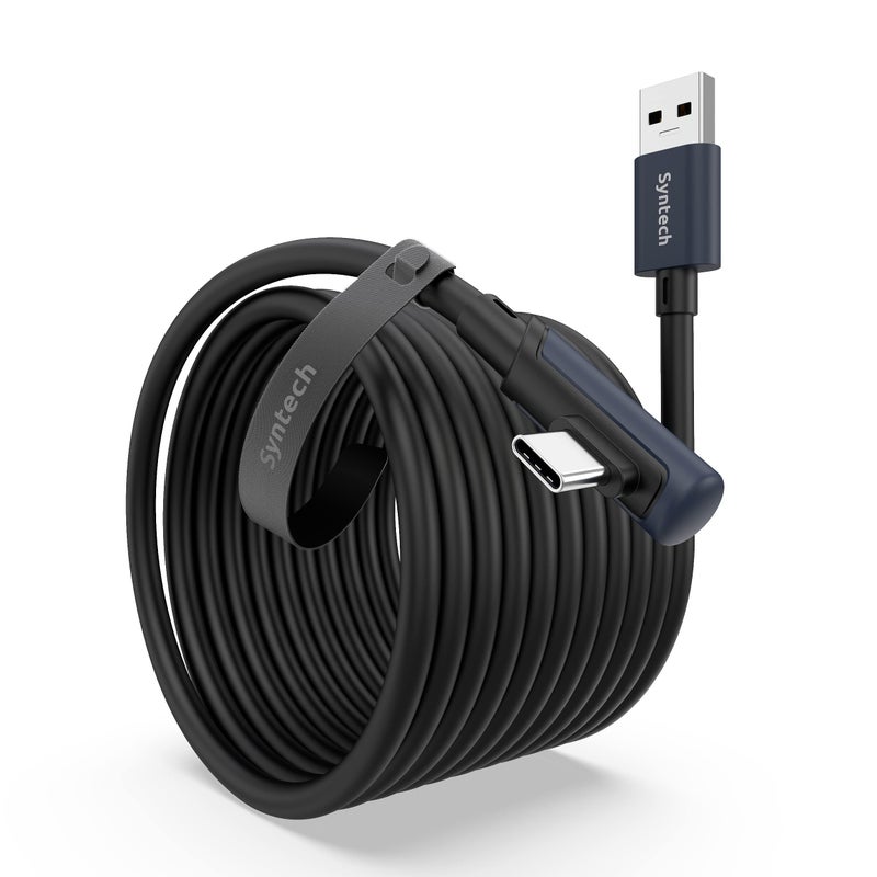 Syntech Link Cable 20 FT Compatible with Oculus/Meta Quest 3/Meta Quest 3S, Quest2/Pro/Pico 4/Ultra Accessories and PC/SteamVR, High Speed PC Data Transfer, USB 3.0 to USB Cable for VR Headset, Black - Image 1