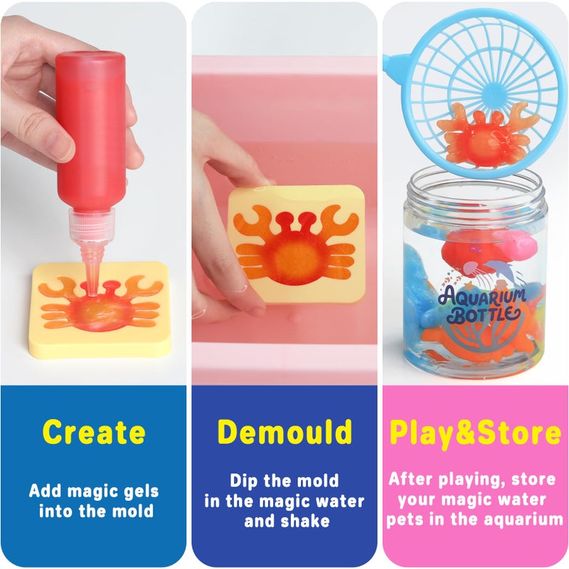 MINISENTIALS Magic Water Elf Toy Kit - Magic Gel Water Pets with Aquarium Bottle - Make Your Own Squishies Crafts Toys - Crafts Kit for Kids Christmas Gifts Birthday for Girls Boys Age 6 7 8 9 10 Years Old - Image 2