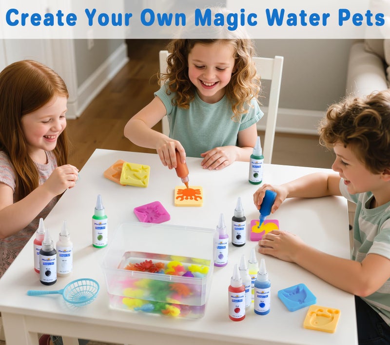 MINISENTIALS Magic Water Elf Toy Kit - Magic Gel Water Pets with Aquarium Bottle - Make Your Own Squishies Crafts Toys - Crafts Kit for Kids Christmas Gifts Birthday for Girls Boys Age 6 7 8 9 10 Years Old - Image 3