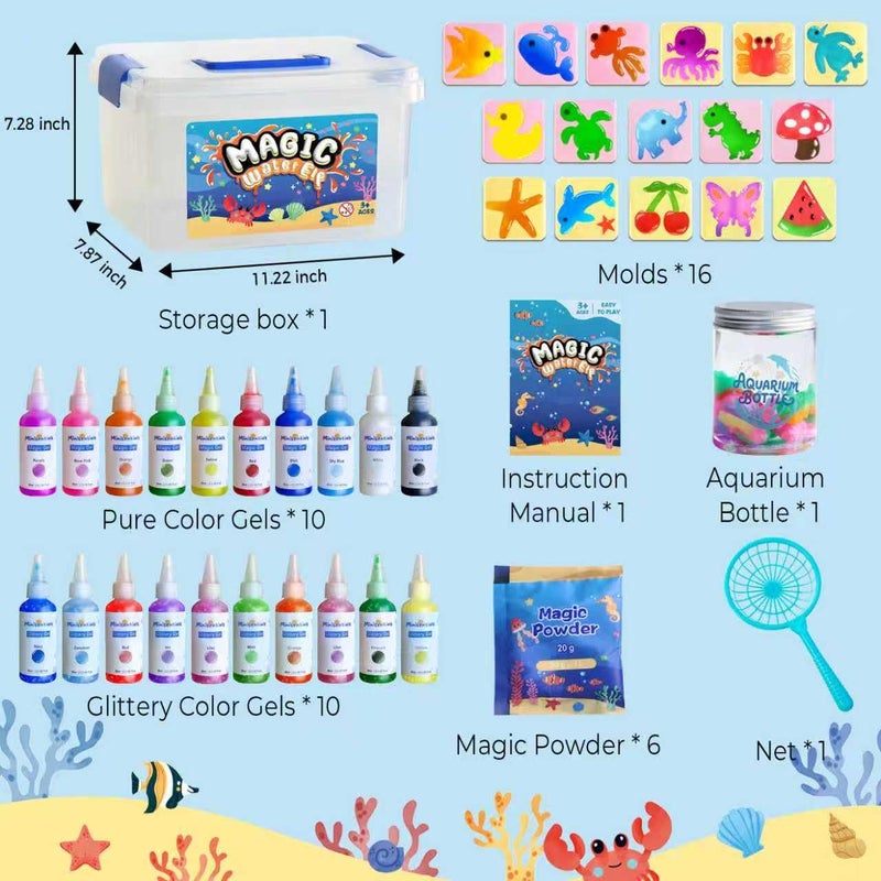 MINISENTIALS Magic Water Elf Toy Kit - Magic Gel Water Pets with Aquarium Bottle - Make Your Own Squishies Crafts Toys - Crafts Kit for Kids Christmas Gifts Birthday for Girls Boys Age 6 7 8 9 10 Years Old - Image 5