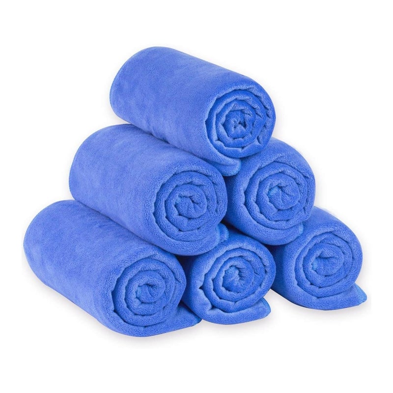 JML Microfiber Bath Towels Set Large Absorbent Soft Fast Drying Multipurpose Microfiber Towel for Adult Beach Pool Sport Yoga 6 Pack 27 x 55  Blue