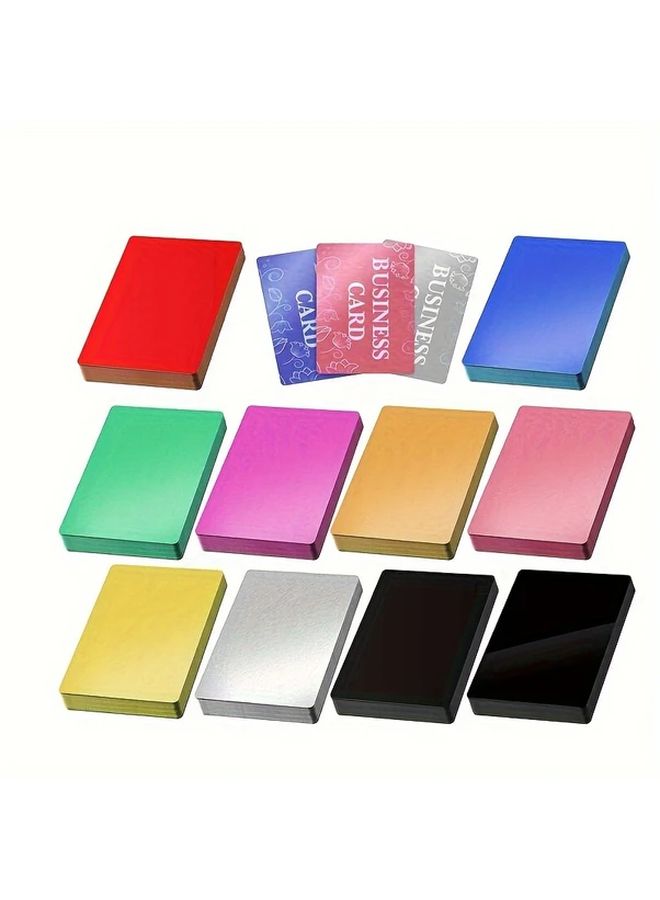 Mixed Colors 100 Sheets Aluminum Business Cards Blank Metal Labels For Laser Engraving DIY Gift Cards - Image 1