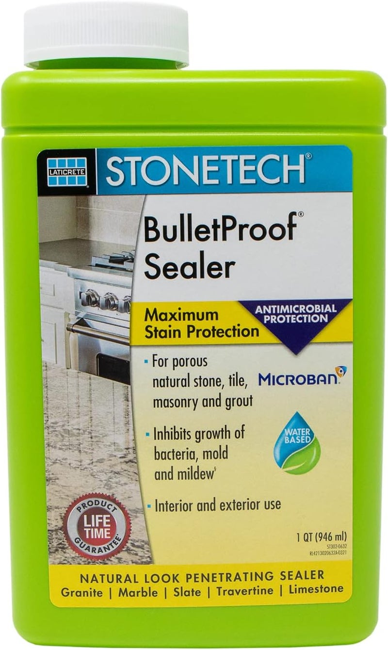 STONETECH BulletProof Sealer - 1 Quart (946ML) Water-Based Stain Protector for Natural Stone and Grout - Image 1