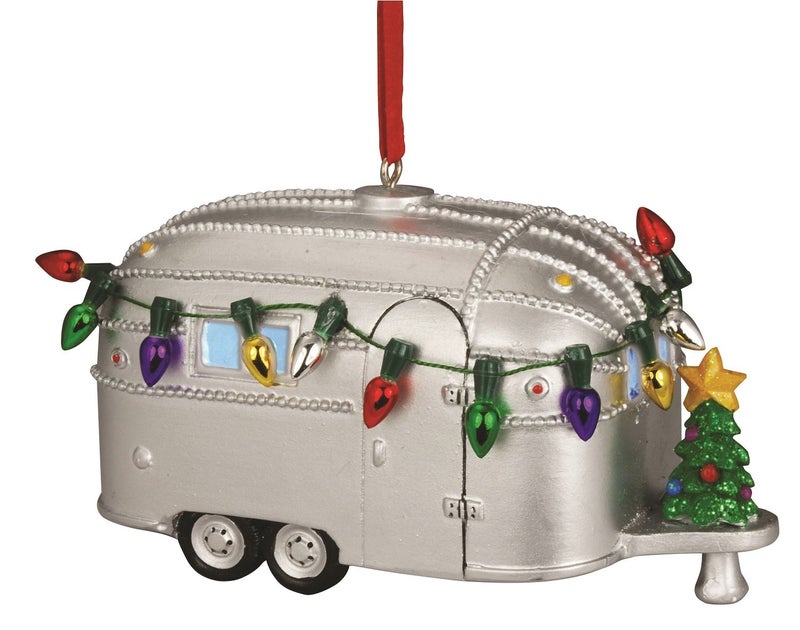 Cape Shore Light Up Resin Camper Ornament with Christmas Tree  4-inches  Multicolor