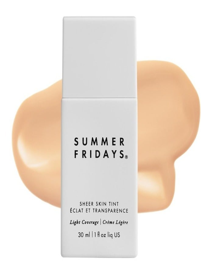 SUMMER FRIDAYS Summer Fridays Sheer Skin Tint with Hyaluronic Acid & Squalane – Lightweight, Hydrating Coverage, Shade 1 - pale with neutral peach undertones 30ml  - Image 1