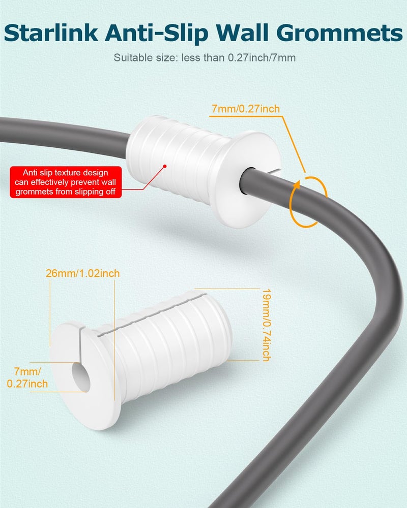 Gunovy 4 PCS 3/4 inch Wall Grommets for Starlink Cable Grommets White Non-Slip Starlink Wall Cable Pass Through Bushing Grommets 19mm Diameter Silicone 3/4 inch Starlink Cable Routing Kit for Protecting Cord - Image 2