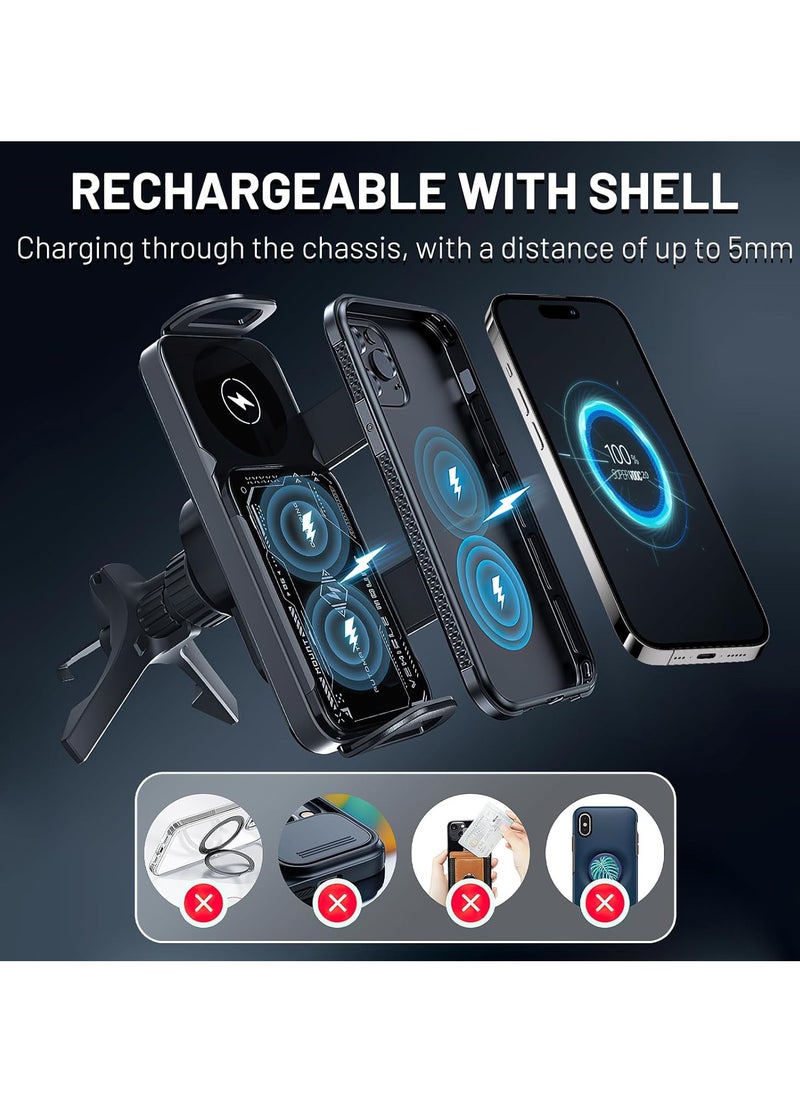 Generic - High Intelligent Mobile Phone/Pad Holder,2 in 1 Auto Rotating Phone Holder,Car Charger Fast Charging Cell Phone Holder,One-Touch Rotatable Car Vent Phone Mount for Smartphone/Pad/Foldable Phone(Black) - Image 1