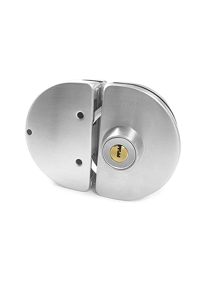 PROMASS PROMASS 304 Stainless Steel Commercial Durable Metal Chrome 10 mm -12 mm Glass Door Anti-Theft Security Lock， Double Swing Hinged Frameless Push Sliding Gate Lock with 3 Keys  - Image 4