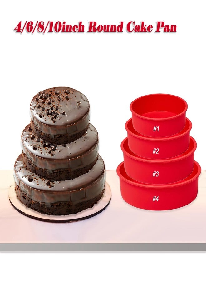 saphe 4 packs Silicone Cake Pans, Nonstick Silicone Round Cake Molds for baking, silicone bakeware sets for Cakes, Cheese Cakes and Chocolate Cakes - 4+6+8+10 inch - Image 2
