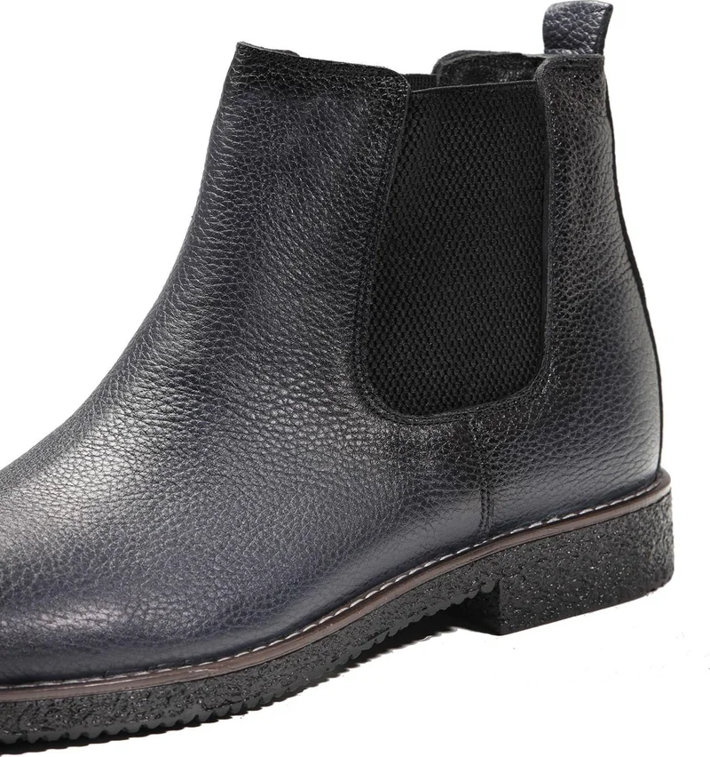 Dufy Navy Blue Men's Leather Flat Boots