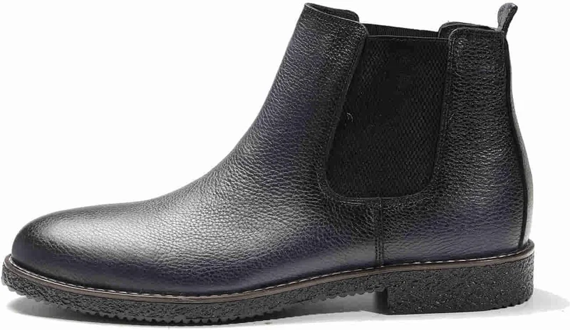 Dufy Navy Blue Men's Leather Flat Boots