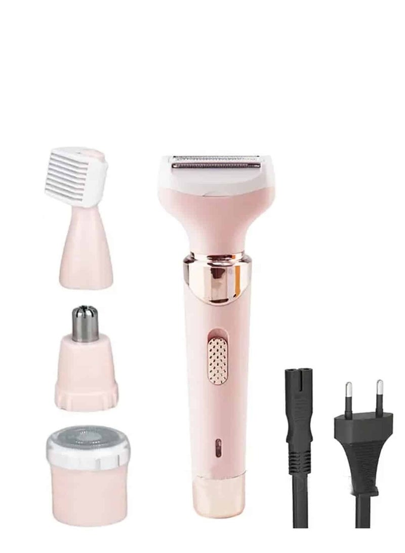 إيزي سو مجموعة إزالة الشعر للسيدات 4 في 1 للاستخدام المنزلي باللون الوردي