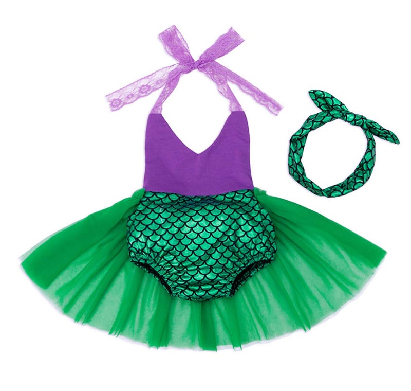 HenzWorld HenzWorld Baby Girl Clothes 36 Months Princess Dress Baby Onesies Bodysuit Mermaid Costume Fish Scale Romper Tutu Dresses with Headband Birthday Dress 