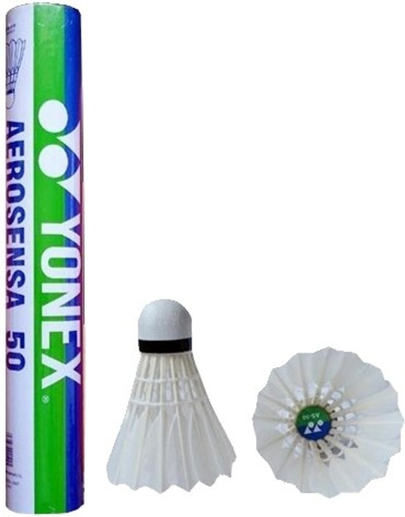 Aerosensa 50 Feather Shuttlecock – Premium Tournament Grade Goose Feather Shuttlecocks with Natural Cork Base (Pack of 12)
