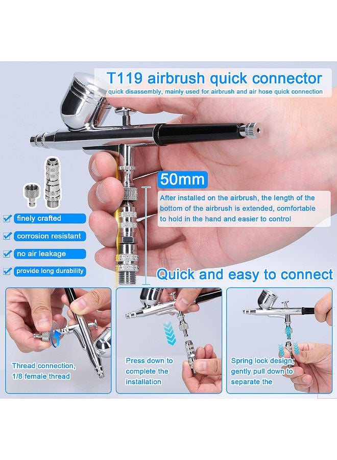 T119 1/8 Interface Quick Rlease Coupler with Air Pressure Control Function Airbrush Spring Lock Connector  - Image 2