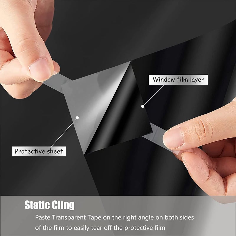 KAPIX Window Privacy Film, Glass Tint/UV Blocking/Heat Control/Reflective Mirror Glass Film for Home & Office- Window Glass Sticker || (Total Blackout, 20 x 98 Inch, 13.61 ft²) - Image 2