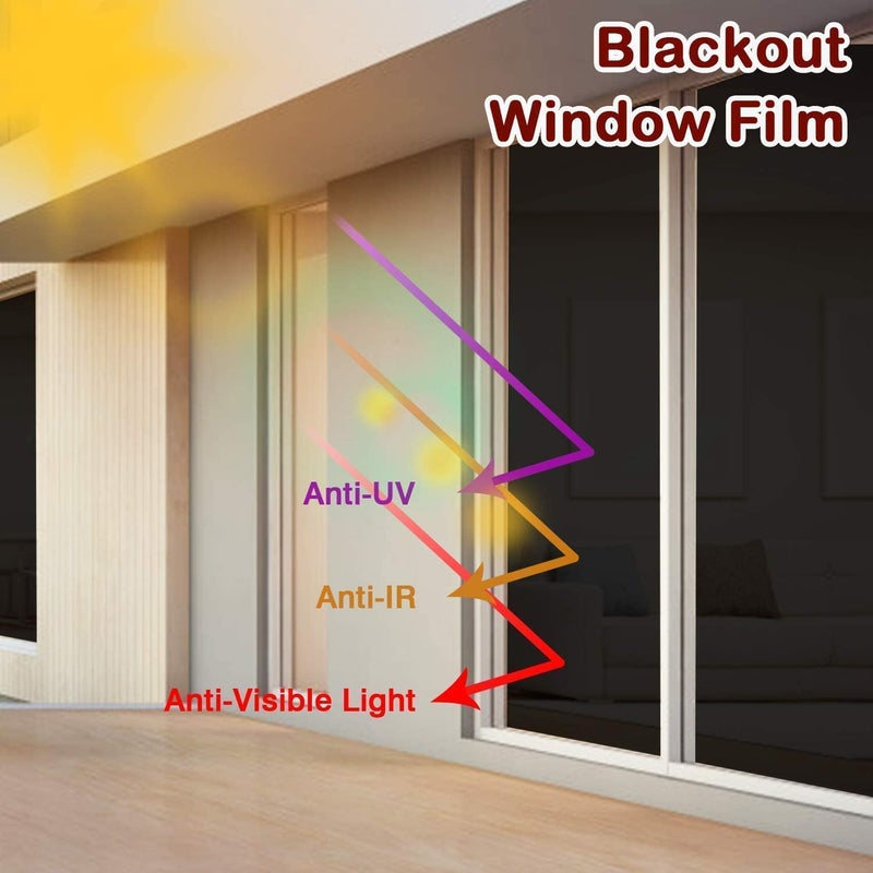 KAPIX Window Privacy Film, Glass Tint/UV Blocking/Heat Control/Reflective Mirror Glass Film for Home & Office- Window Glass Sticker || (Total Blackout, 20 x 98 Inch, 13.61 ft²) - Image 5