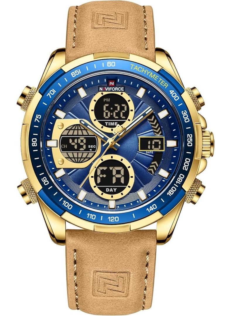 NAVIFORCE Men's Military Digital Watches Analog Quartz Waterproof Watch Sport Multifunctional Leather Chronograph Wristwatch NF9197L - Image 1