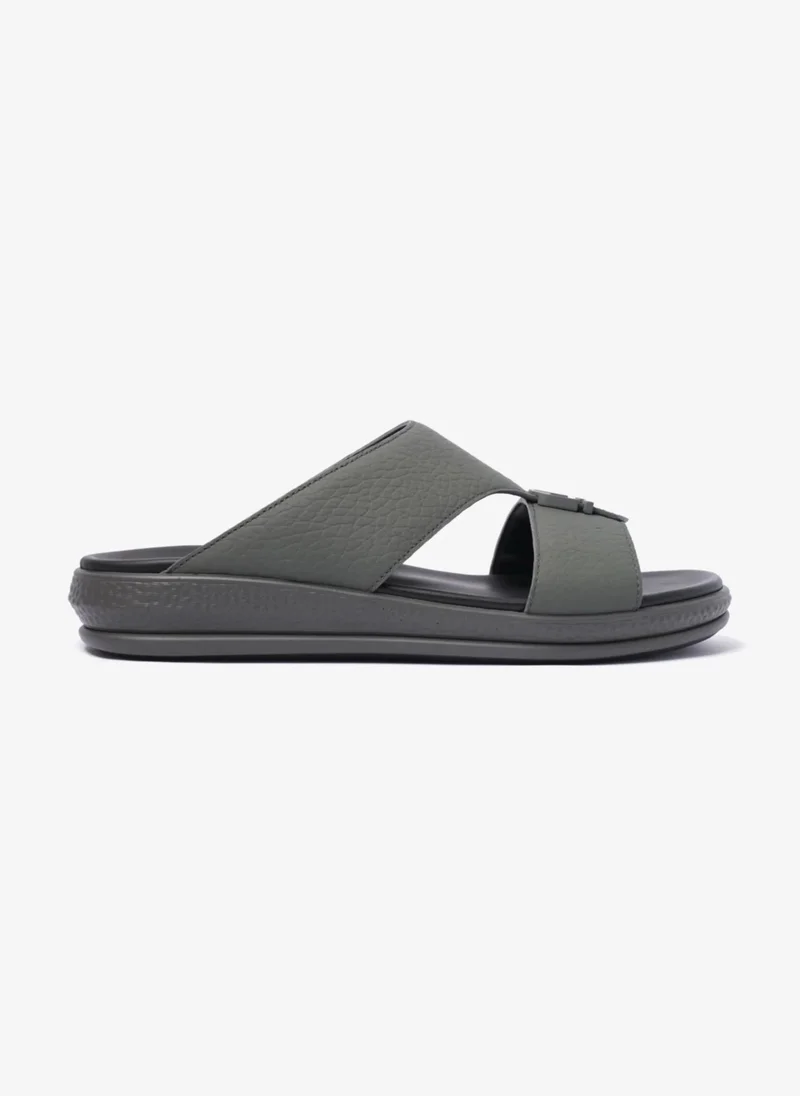 Comfort Plus COMFORT PLUS STYLISH TRIMS MENS LEATHER SANDALS GREY