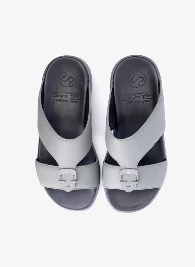 Comfort Plus COMFORT PLUS STYLISH TRIMS MENS LEATHER SANDALS GREY