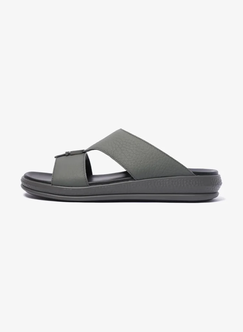 Comfort Plus COMFORT PLUS STYLISH TRIMS MENS LEATHER SANDALS GREY
