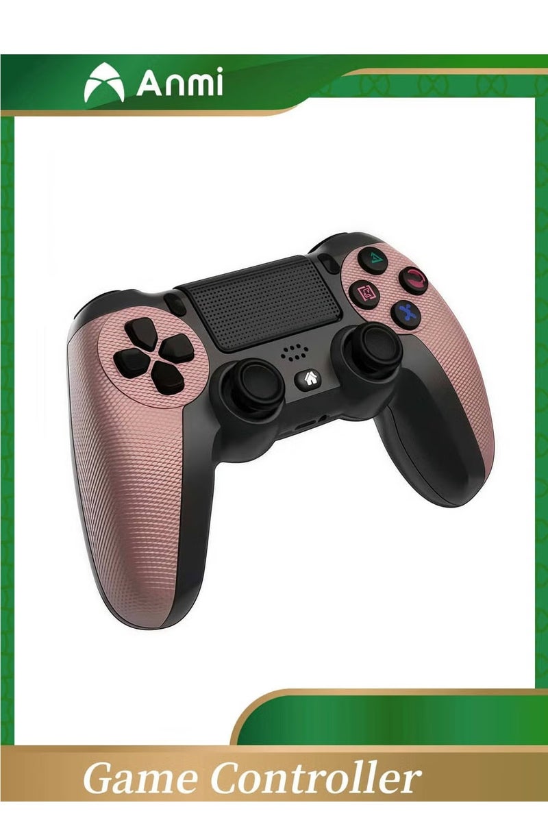Anmi Anmi Wireless Controller Compatible with PS4/PS4 Slim/PS4 pro/PC with USB Charge Cable with Dual Vibration, Clickable Touchpad (Rose gold)