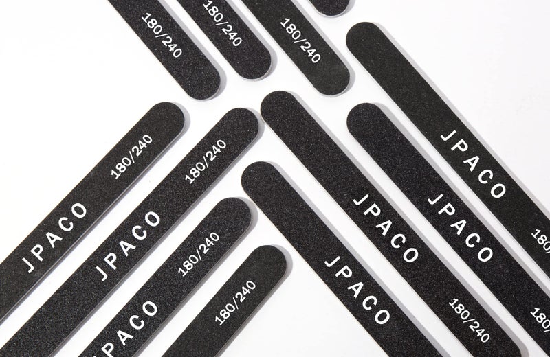 JPACO 12-Pack Professional Nail Files: Double-Sided 180/240 Grit Emery Boards for Natural, Acrylic, Poly, and Gel Nails - Washable Black Manicure Tools Set by JPACO - Image 2