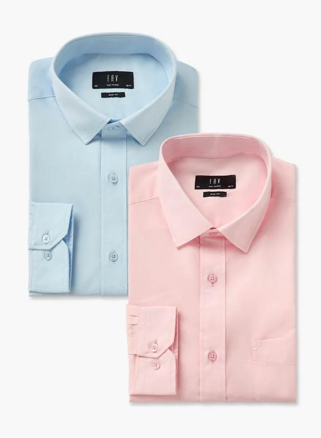 Splash FAV Set of 2 - Men Slim Fit Collared Long Sleeves Shirt