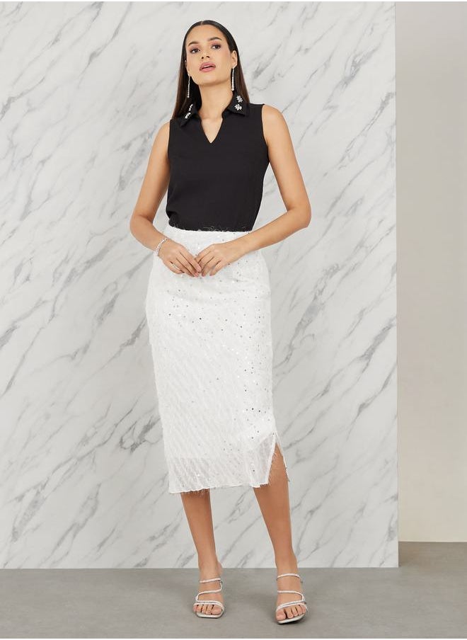 Styli - Sequin Detail Tassel Texture Midi Skirt - Image 1