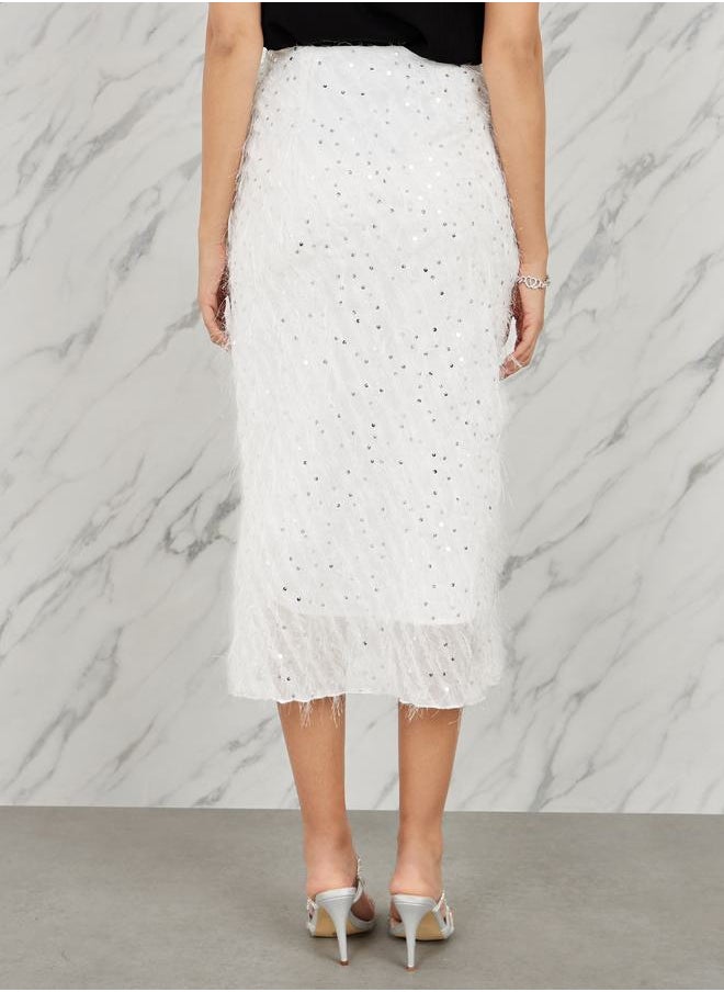 Styli - Sequin Detail Tassel Texture Midi Skirt - Image 1