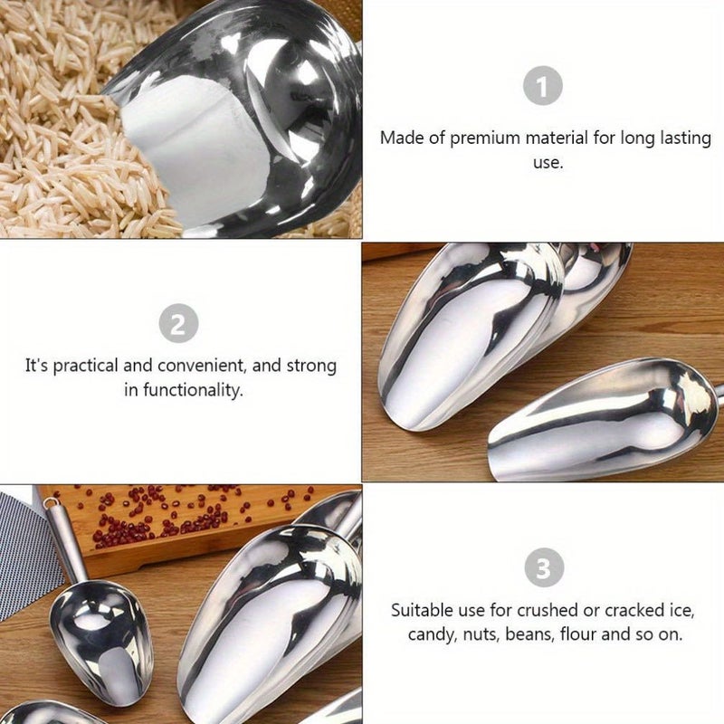 3pcs Multi Purpose Ice Scoop Thick Stainless Steel For Dog Food Cat Food Cereals Flour Tea Popcorn Sugar Beans Rice Kitchen Utensil - Image 5