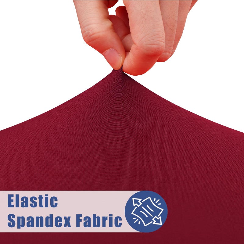Moosfor Spandex Picnic Table Cloth 2 Pack  Elastic Fitted Tablecloths for 6 Foot Rectangle Tables  Stretch Washable Patio Table Cover for Camping  Christmas & New Year Parties (Wine Red  30""x72"") - Image 2