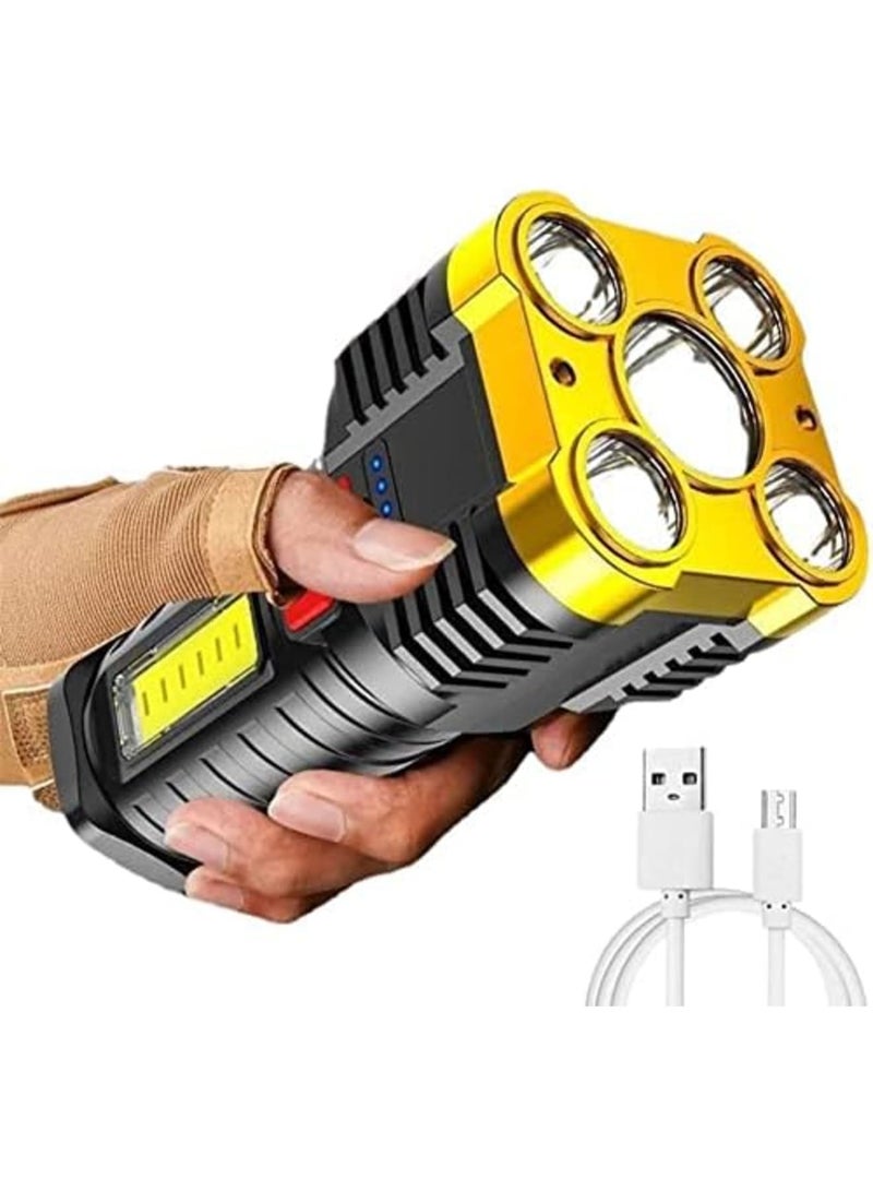 Luckam Torches Led Super Bright, Five-Nuclear Explosion LED Flashlight Strong Light Rechargeable, Led Spotlight Flashlight Portable Powerful Searchlight with 4 Lighting Modes - Image 1