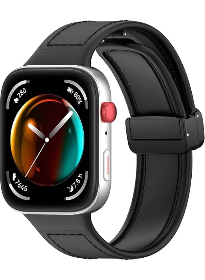 Compatible with Huawei Watch Fit 3/ Fit4/Fit4 Pro Strap for Women Men, Soft Flexible Leather Silicone Hybrid Sport Wristband Magnetic Buckle Bracelet Replacement Strap for Huawei Watch Fit3 - Image 1