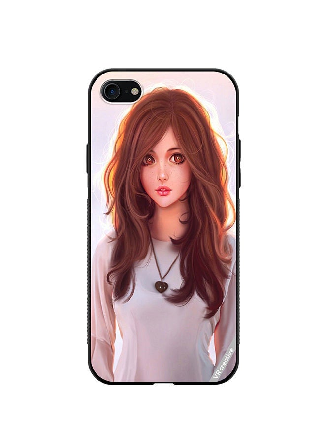 VR CREATIVE Protective Case Cover For Apple iPhone 7/8/SE 2020 Girl With Curly Hair Design Multicolour - Image 1