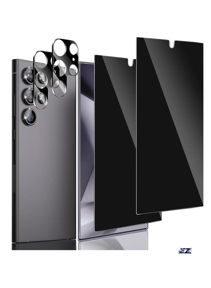 ELTRAZONE Compatible Samsung Galaxy S24 Ultra Privacy Screen Protector – Tempered Glass with Camera Lens Protection, Anti-Spy Feature, Supports Fingerprint ID, 9H Hardness, Ultra Clear, Bubble-Free, Black - Image 1