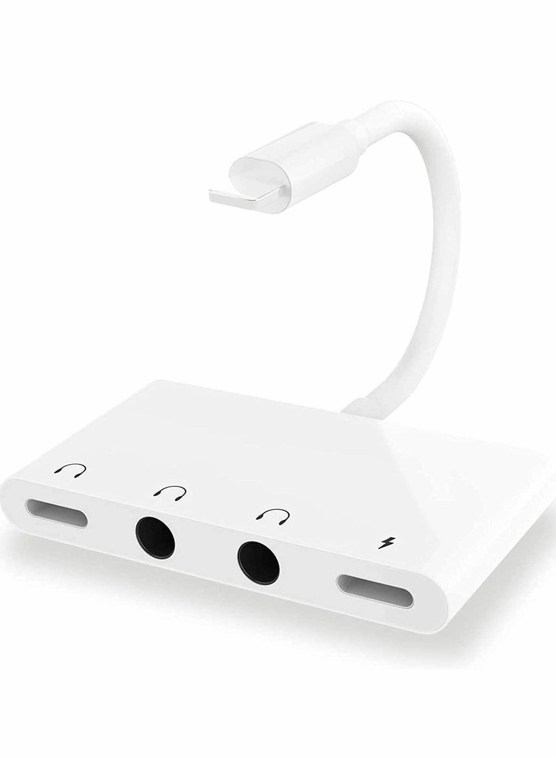 KASTWAVE Headphone Jack Adapter for iPhone, Aux Audio Earphone Splitter 2 Way for iPhone/Pad, 4 in 1 Lighting to 3.5mm Headphone Jack Splitter and Charger Port - Image 1