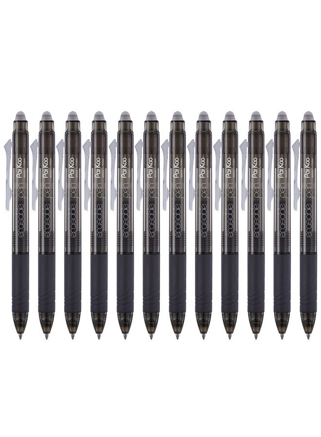 ParKoo Retractable Erasable Gel Pens Clicker Fine Point 0.7 Mm, No Need For White Out, Black Ink For Completing Sudoku And Crossword Puzzles, 12-Pack - Image 1
