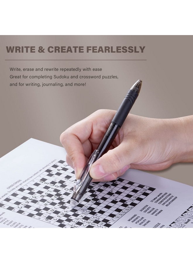 ParKoo Retractable Erasable Gel Pens Clicker Fine Point 0.7 Mm, No Need For White Out, Black Ink For Completing Sudoku And Crossword Puzzles, 12-Pack - Image 5
