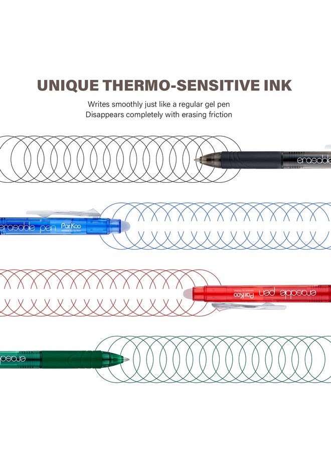 ParKoo Retractable Erasable Gel Pens Clicker Fine Point 0.7 Mm, No Need For White Out, Black Ink For Completing Sudoku And Crossword Puzzles, 12-Pack - Image 3