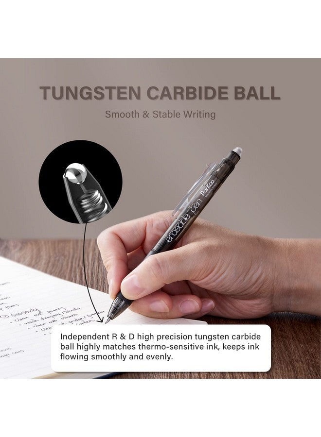 ParKoo Retractable Erasable Gel Pens Clicker Fine Point 0.7 Mm, No Need For White Out, Black Ink For Completing Sudoku And Crossword Puzzles, 12-Pack - Image 4