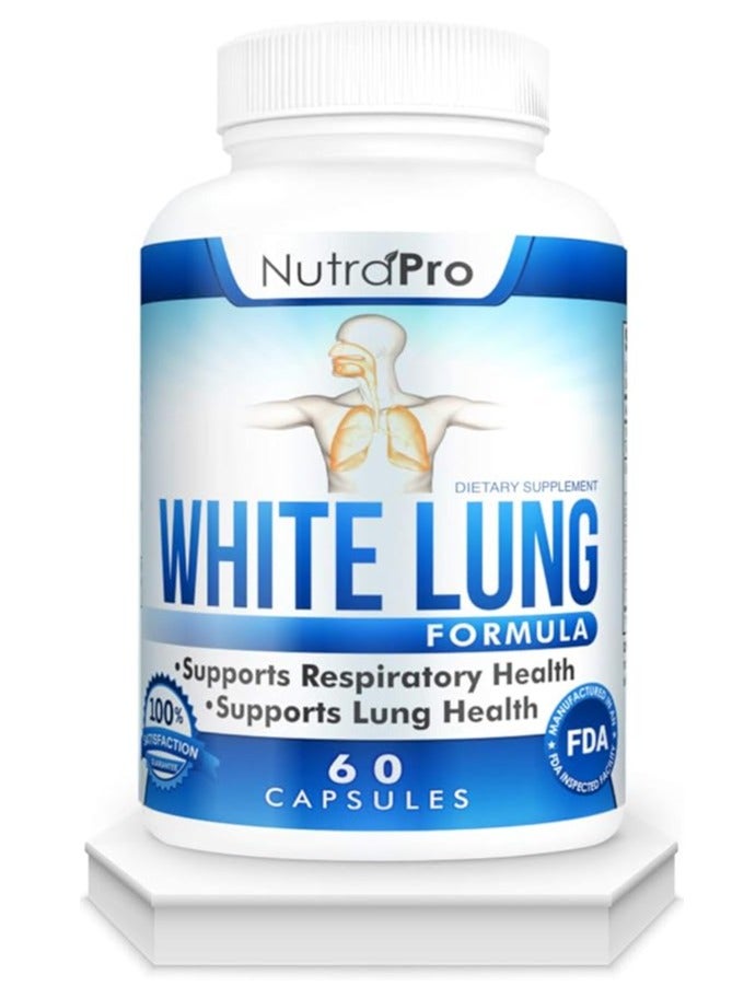 نوترا برو تطهير الرئة البيضاء والتخلص من السموم. يدعم 60 كبسولة تكفي لمدة 30 يومًا