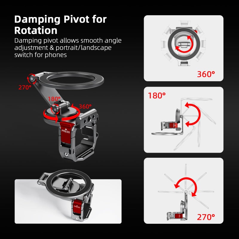 BRDRC Pocket 3 Magnetic Mount, Phone Holder for MagSafe Aluminum Alloy Magnet Expansion Adapter with Cold Shoe for DJI OSMO Pocket 3 Creator Combo Accessories (with Protective Cover) - Image 5