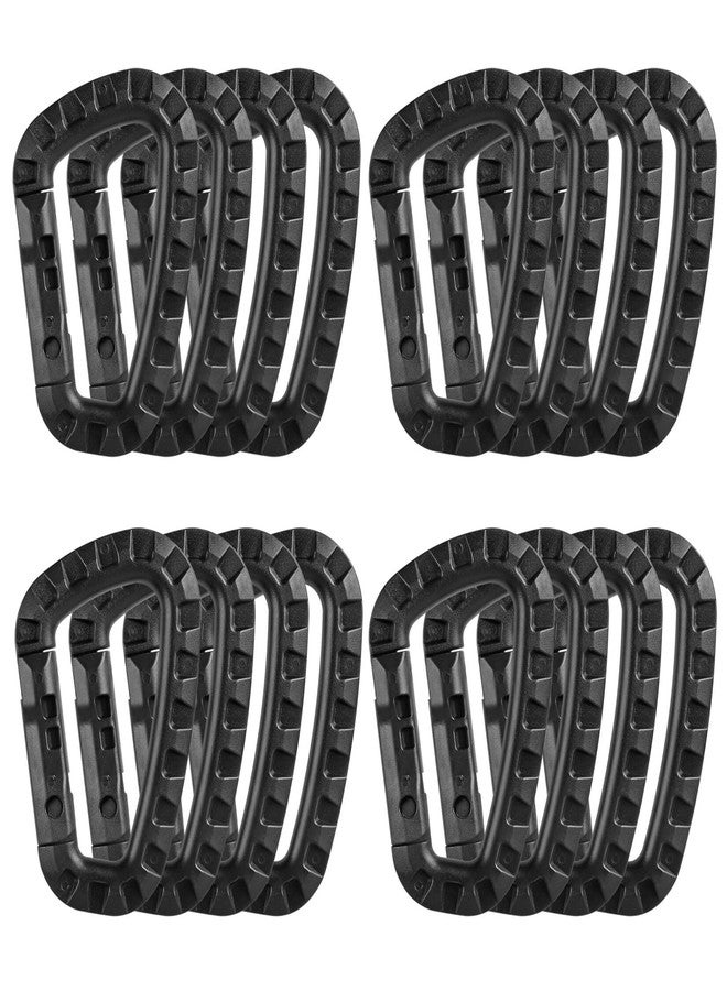 Manesi Tactical Carabiner Keychain - 16 Pack Hard Polymer Carabiners D Rings Light Weight Spring Snap Gear Clip Utility Hooks Backpack Hanging Buckle for Outdoor Travelling Camping Hiking Fishing Black - Image 1